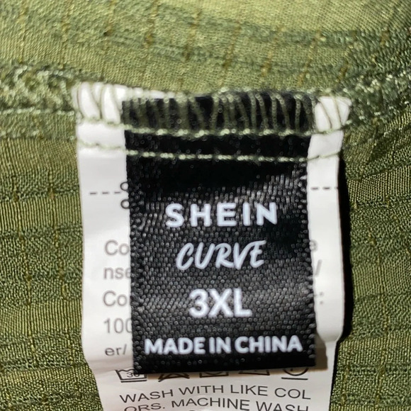 SHEIN Essence Plus army green long roll tab button up textured tunic NEW size 3X - Picture 8 of 14